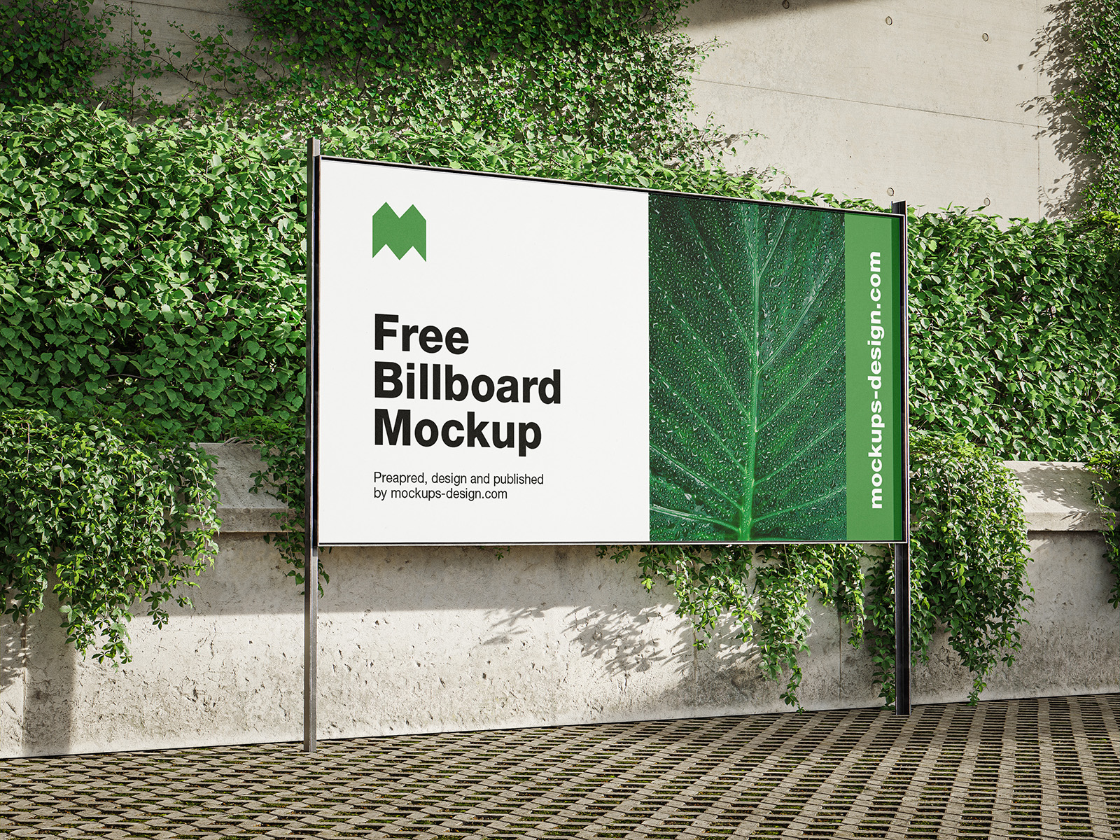 Billboard banner with an ivy mockup