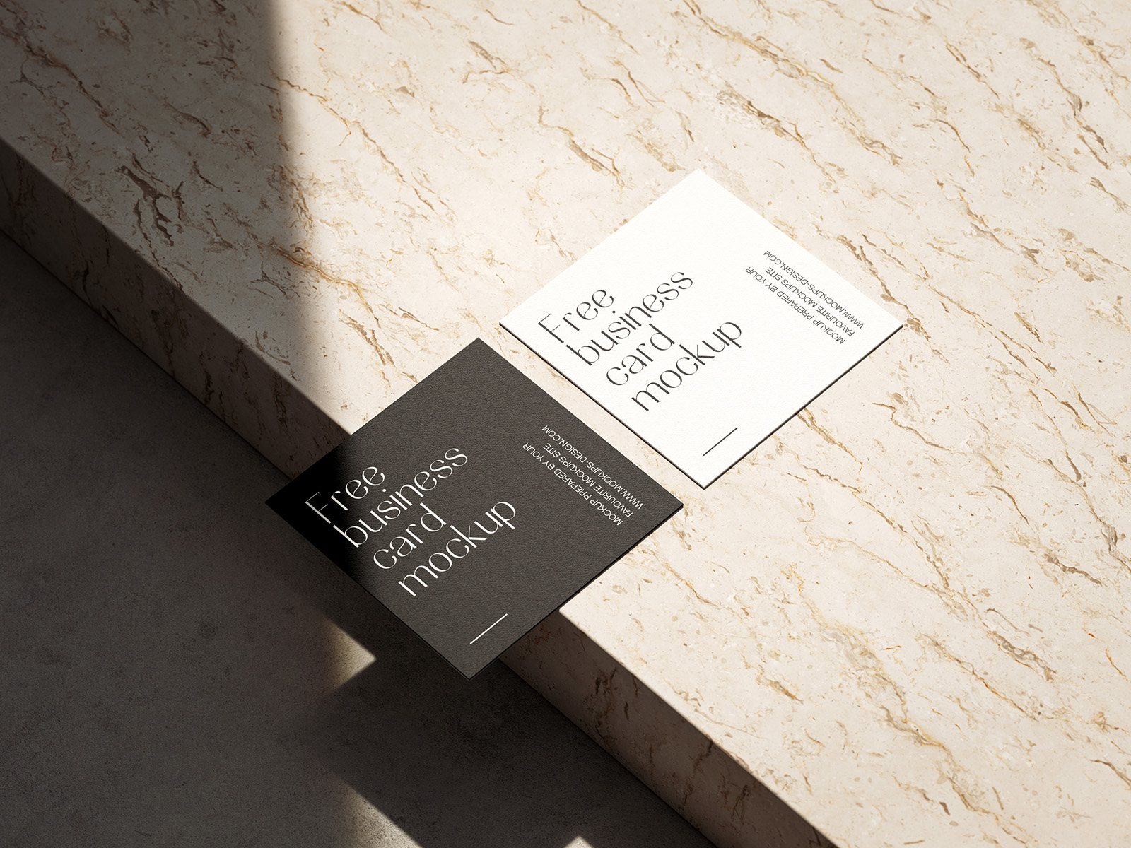 Bright square business cards mockup