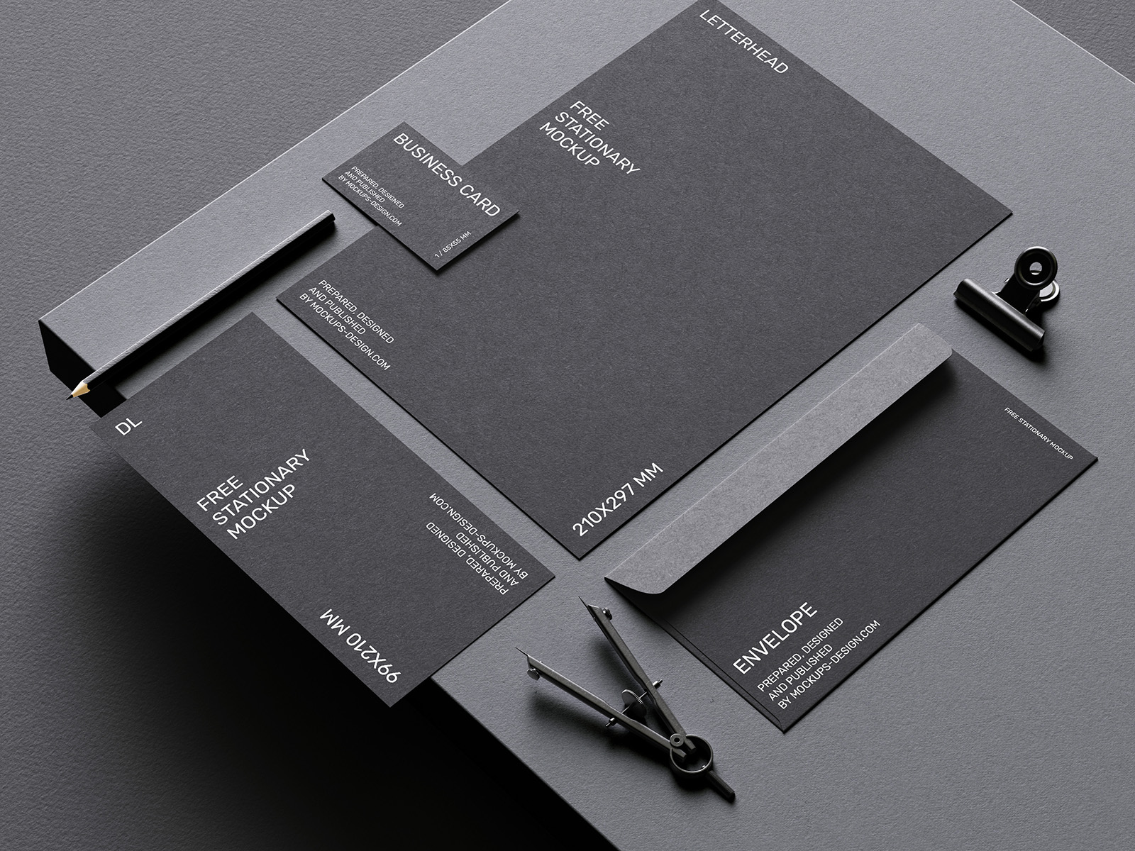 Dark stationery mockup