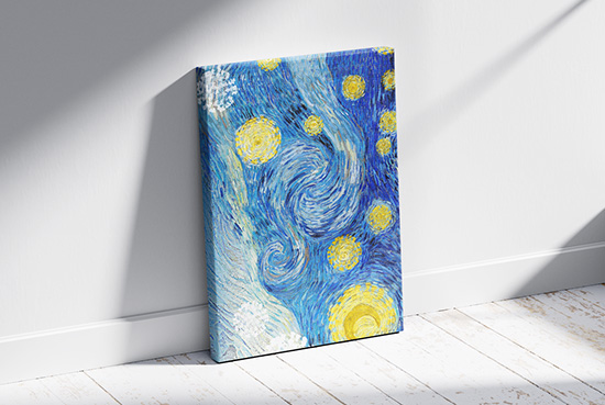 Canvas in sunny room mockup
