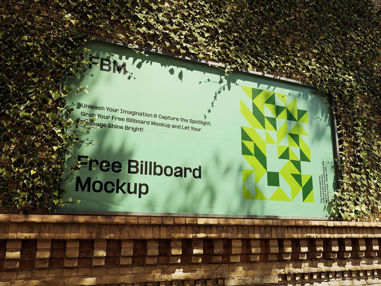 Billboard covered with ivy mockup