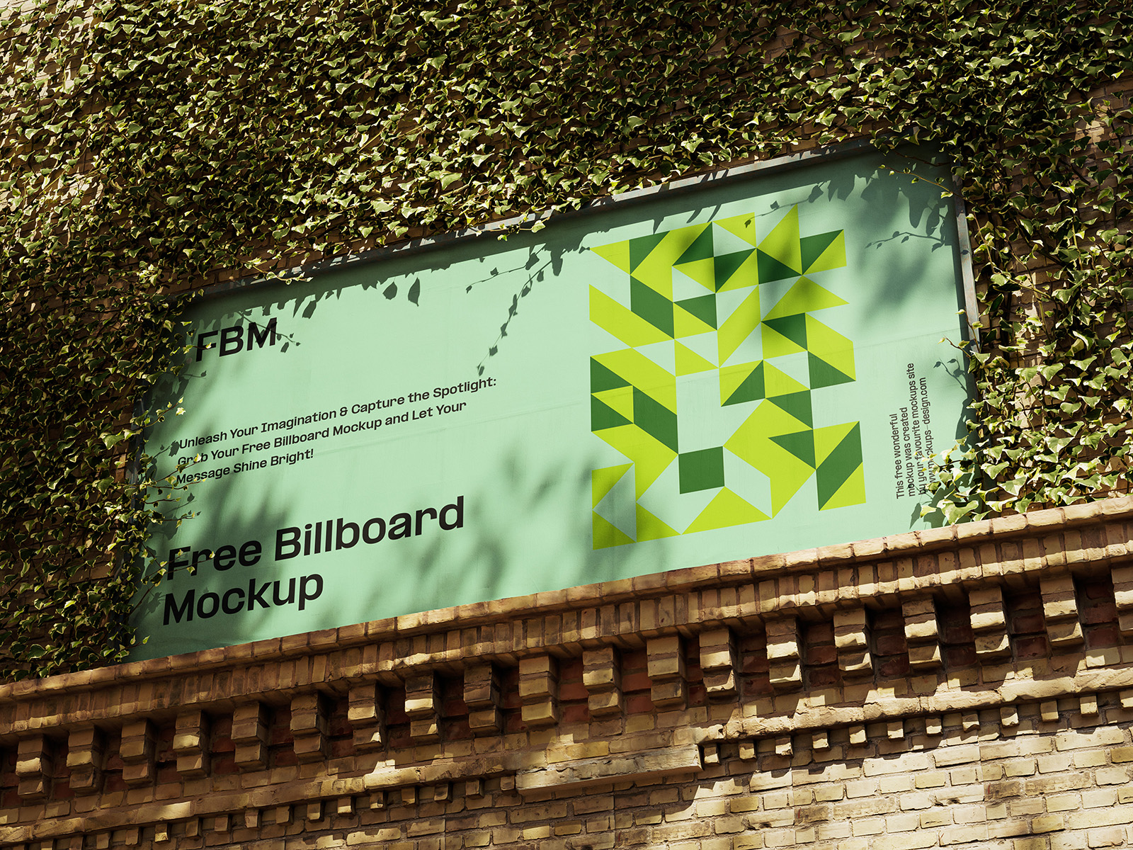 Billboard covered with ivy mockup