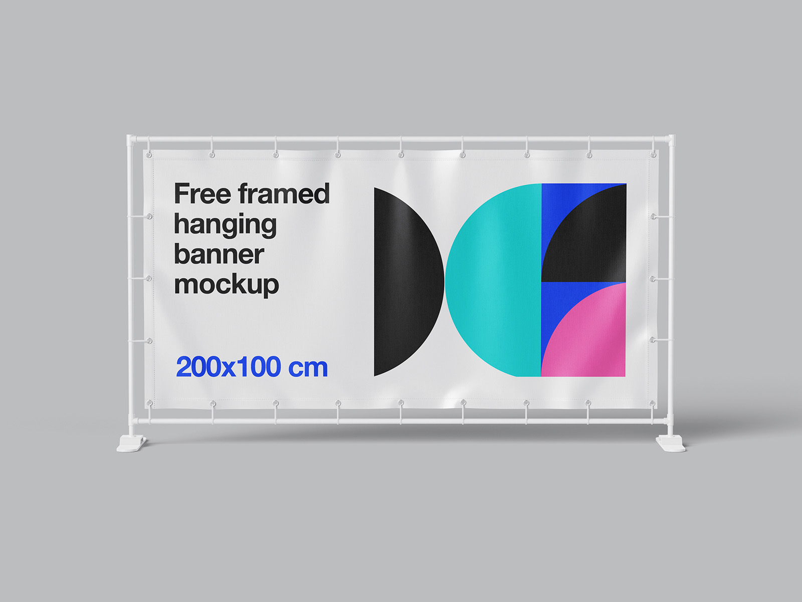 Framed hanging banner mockup