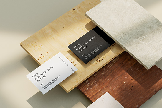 Business cards on tiles mockup