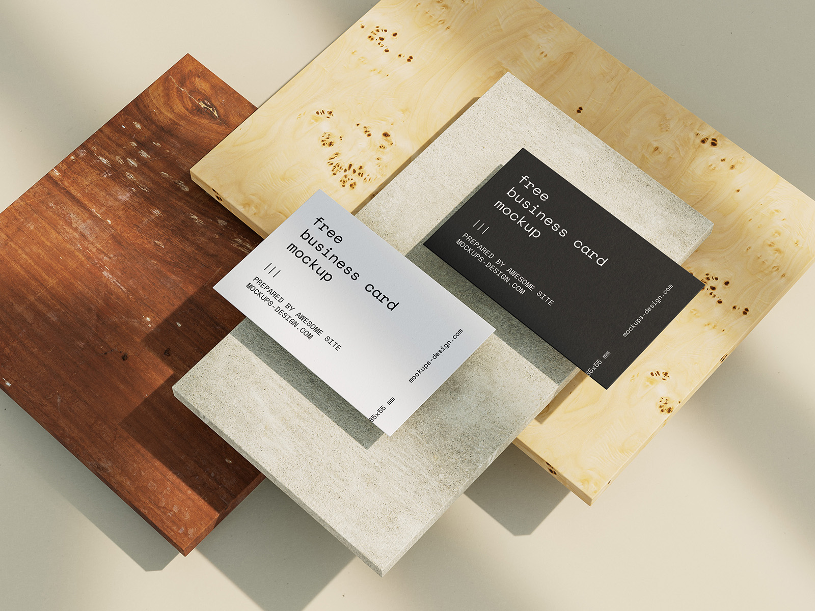 Business cards on tiles mockup