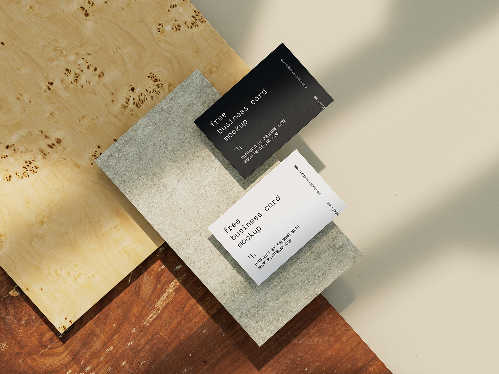 Business cards on tiles mockup