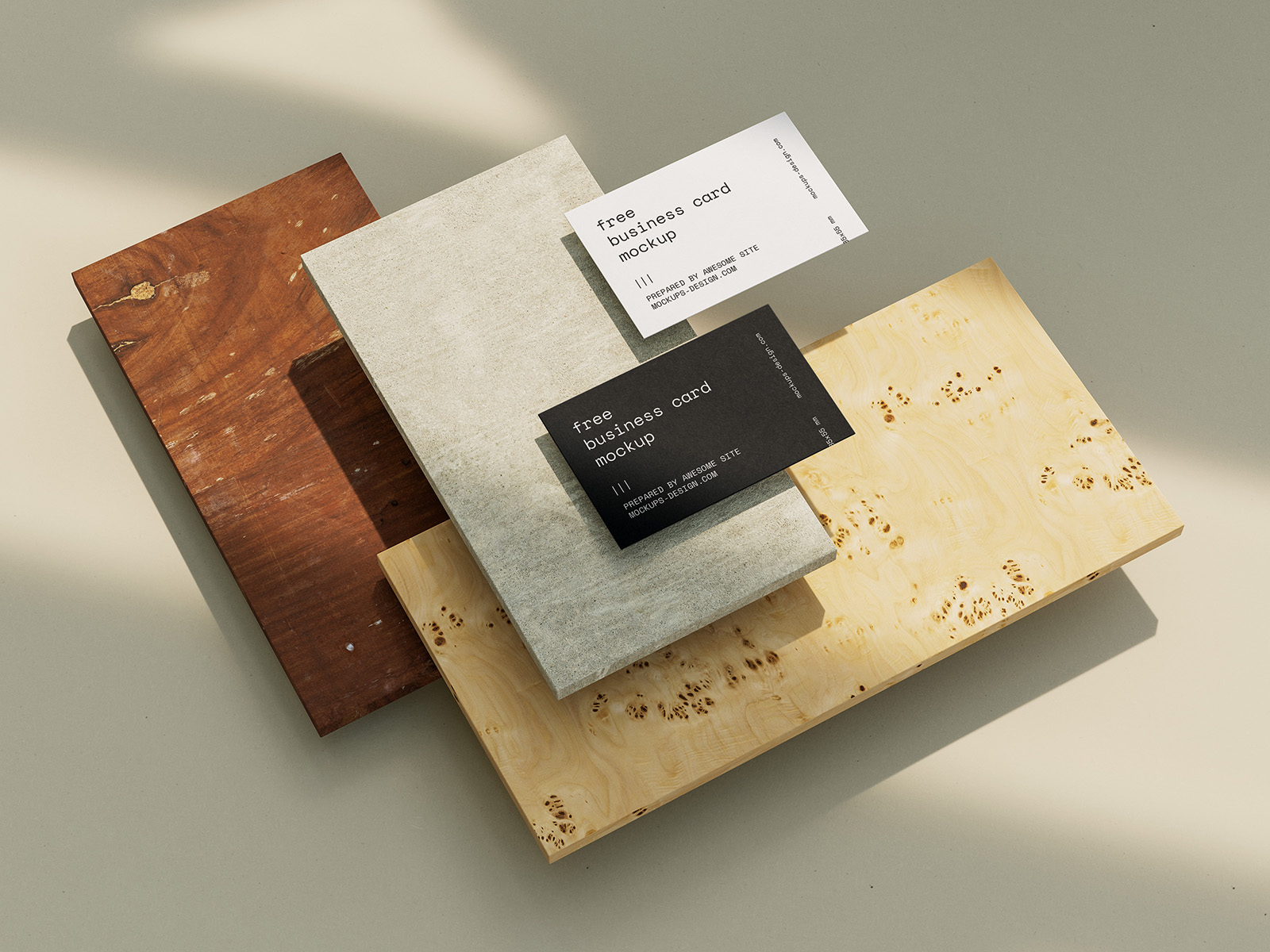 Business cards on tiles mockup