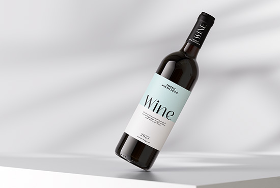 Wine bottle with clear background mockup