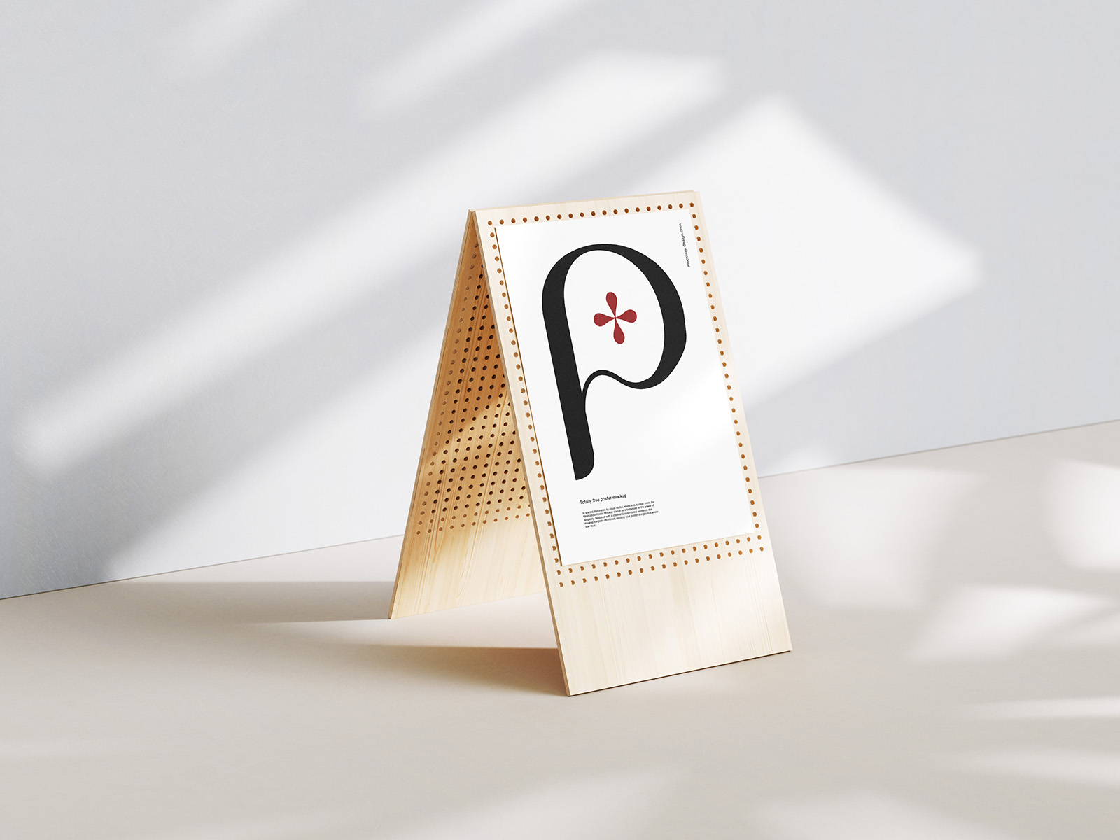 Poster on wooden stand mockup
