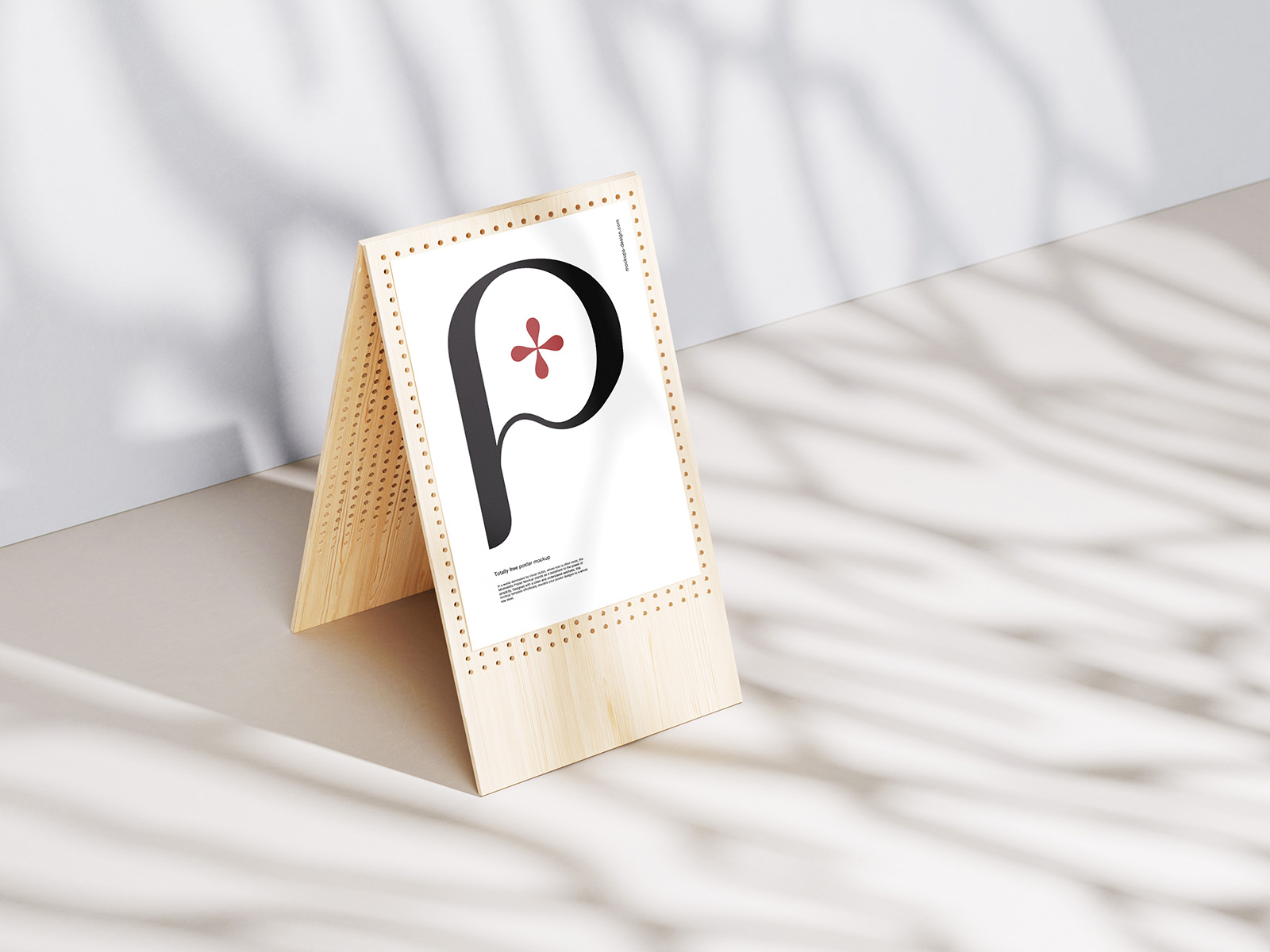 Poster on wooden stand mockup