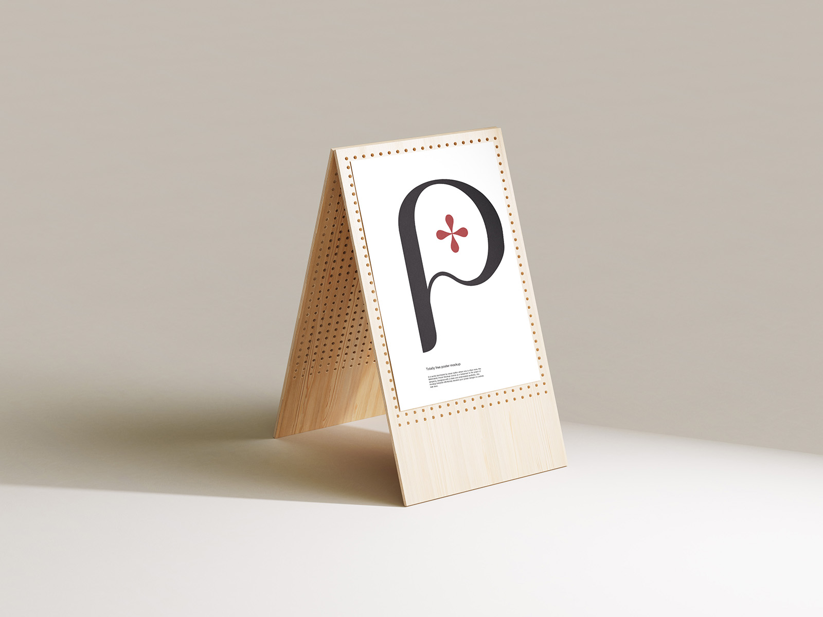 Poster on wooden stand mockup