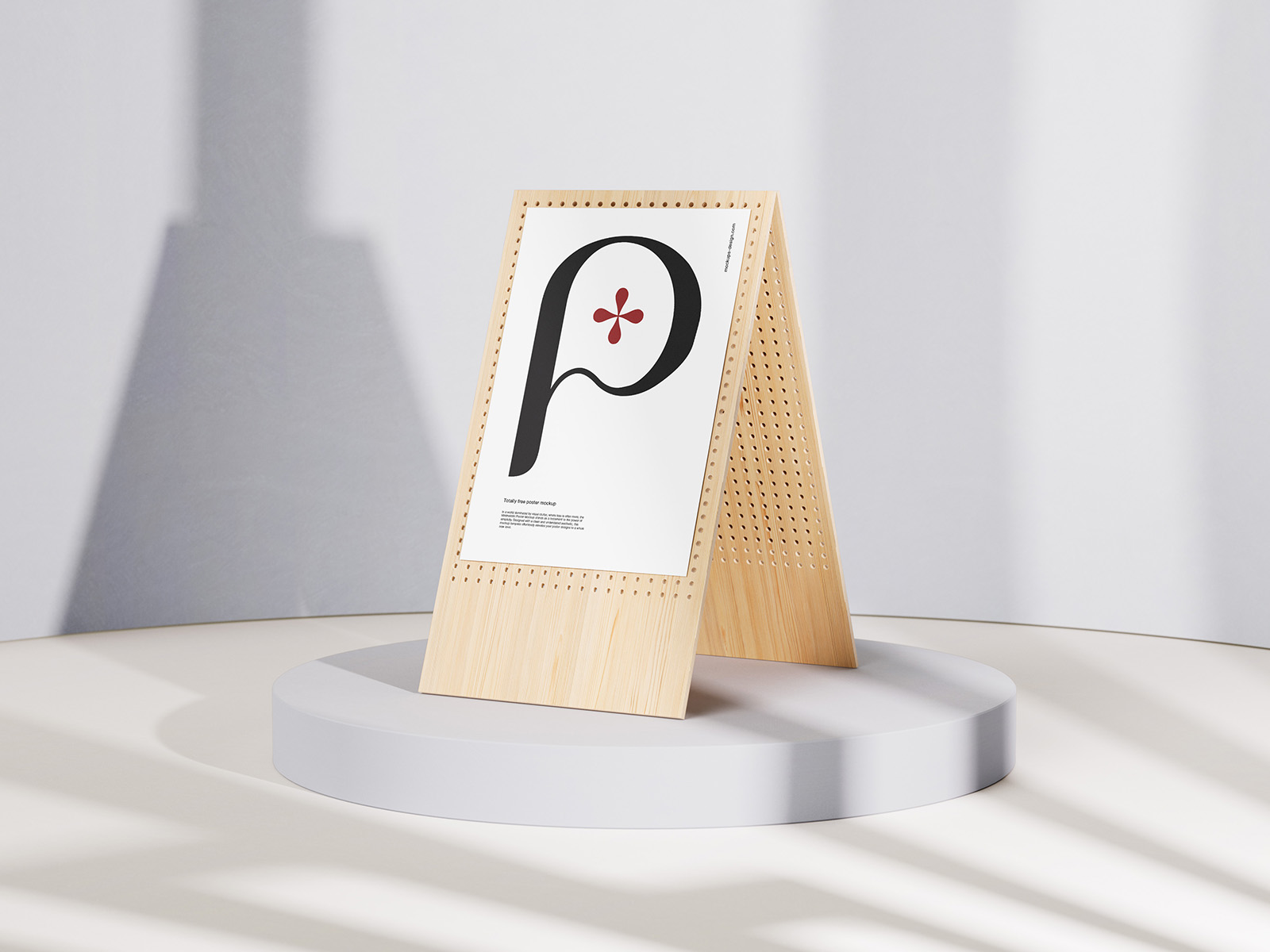 Poster Poster on wooden stand mockupon wooden stand mockup