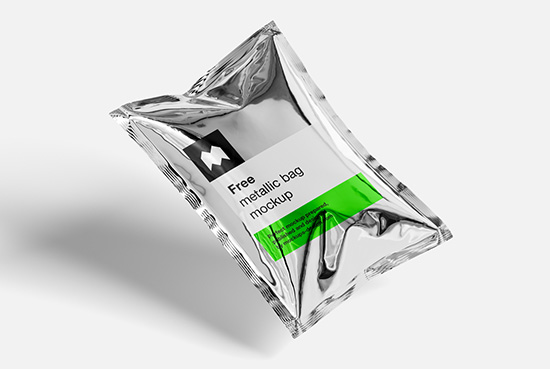 Free metallic bag mockup