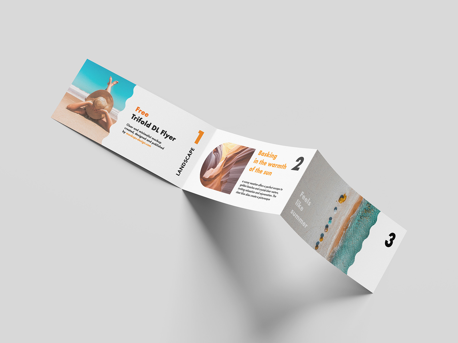 Free landscape trifold DL flyer mockup