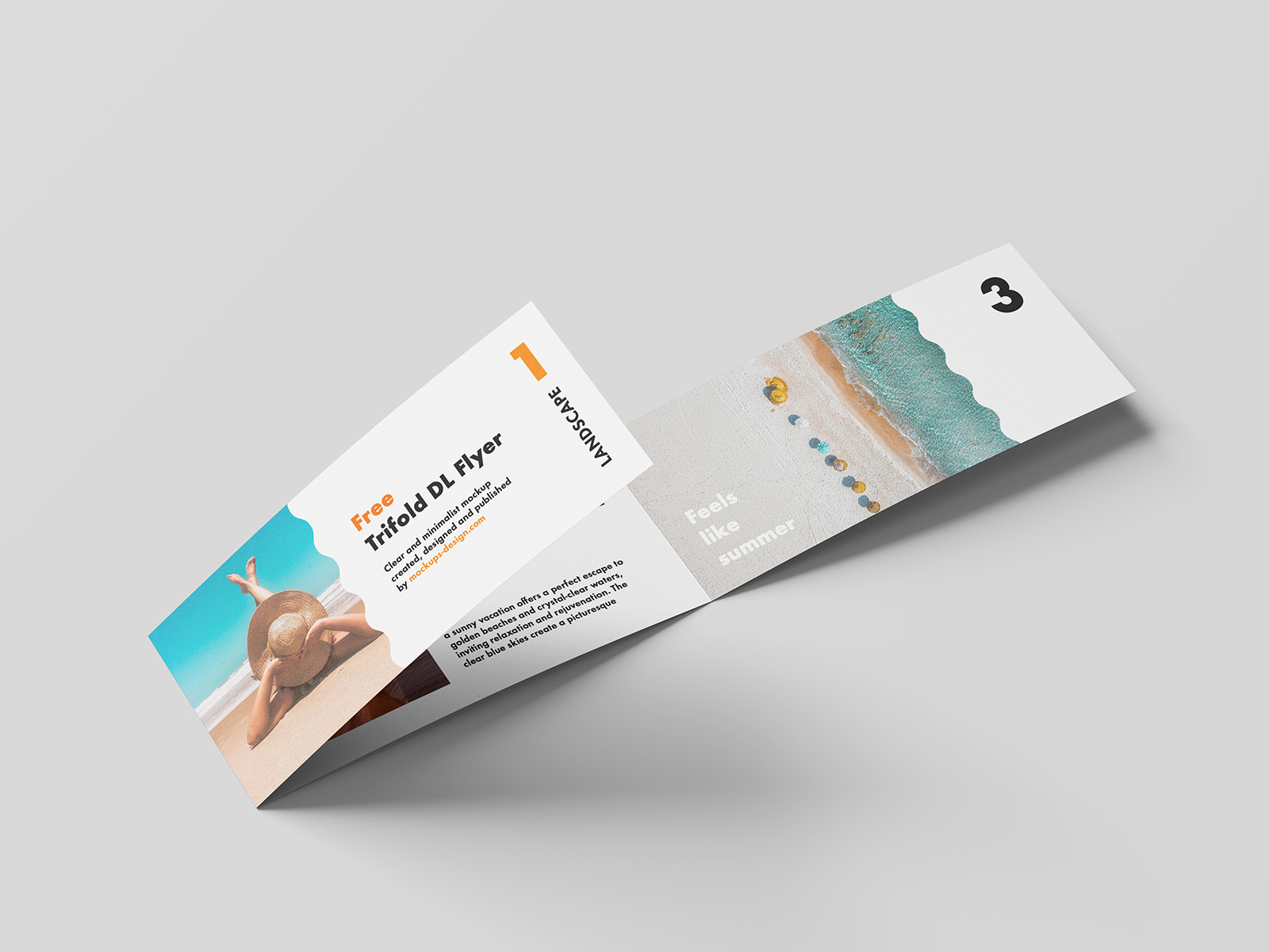 Free landscape trifold DL flyer mockup