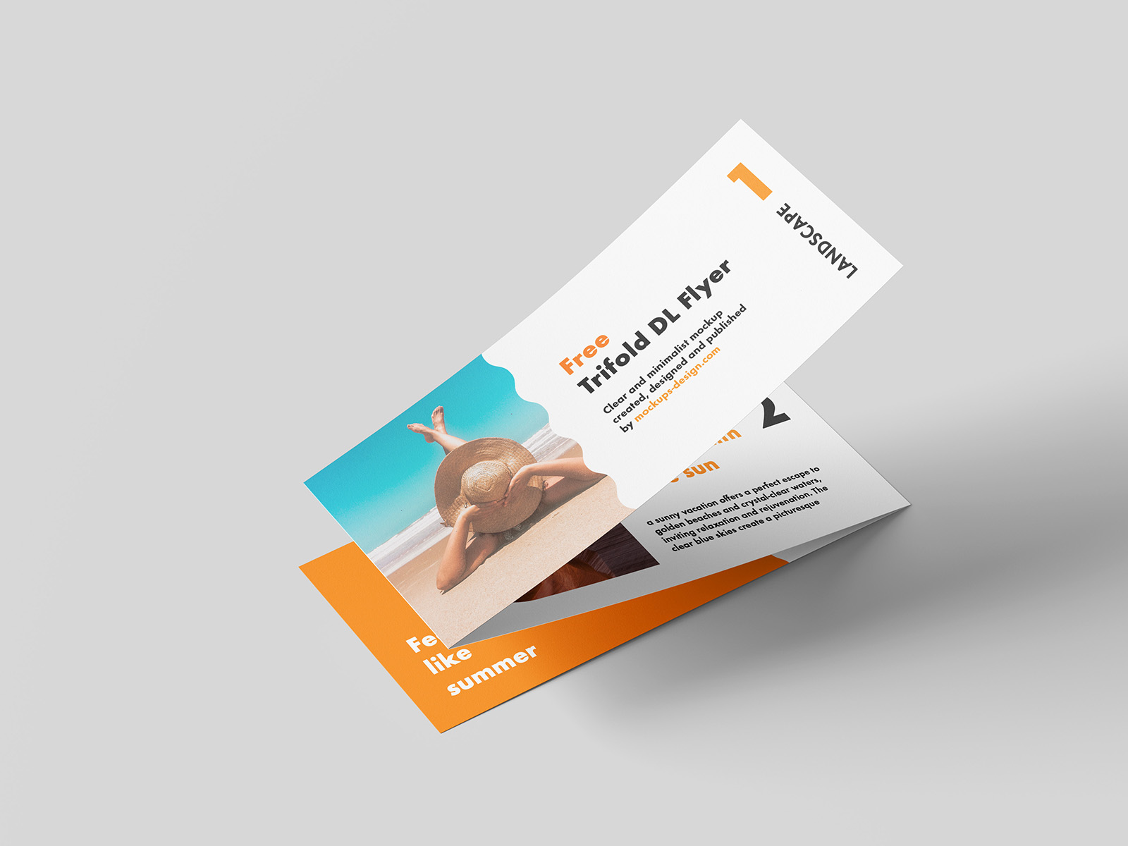 Free landscape trifold DL flyer mockup