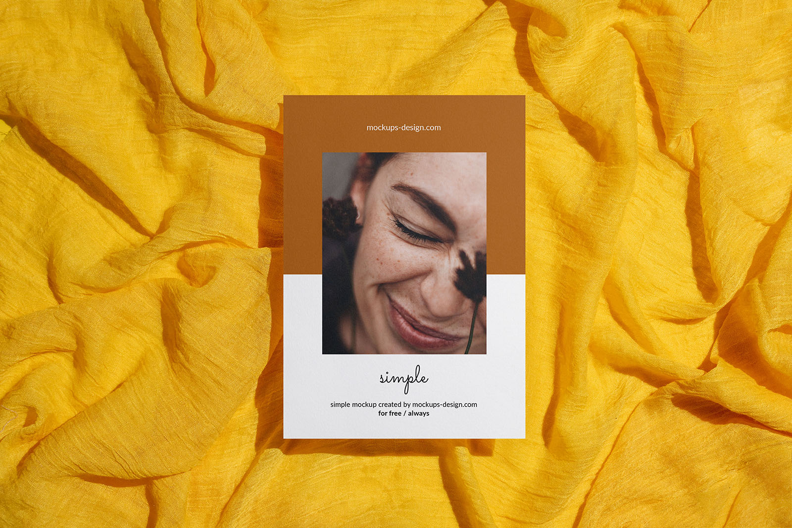 A6 Flyer with yellow farbic mockup