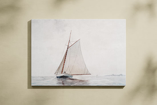 Canvas on shaded wall mockup