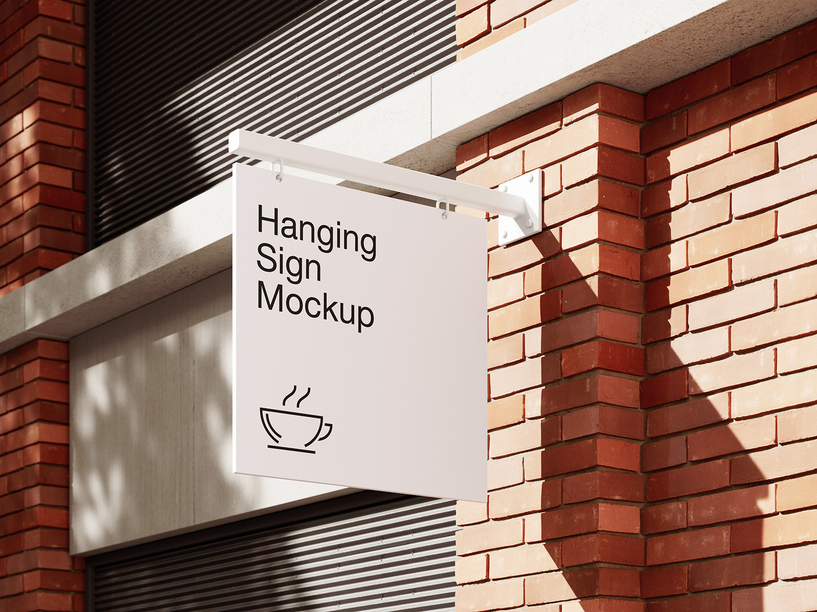 Hanging sign on brick wall mockup
