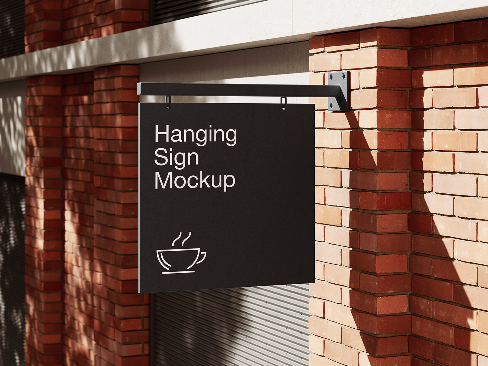 Hanging sign on brick wall mockup