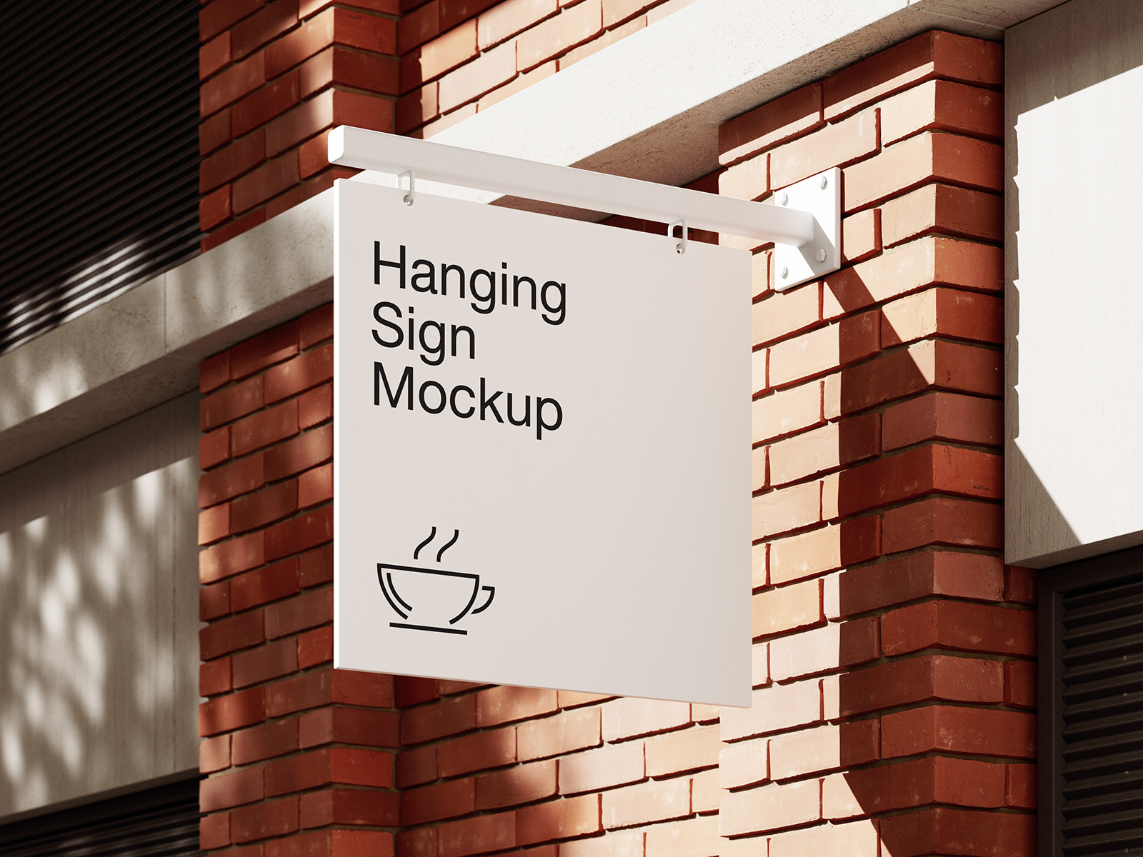 Hanging sign on brick wall mockup