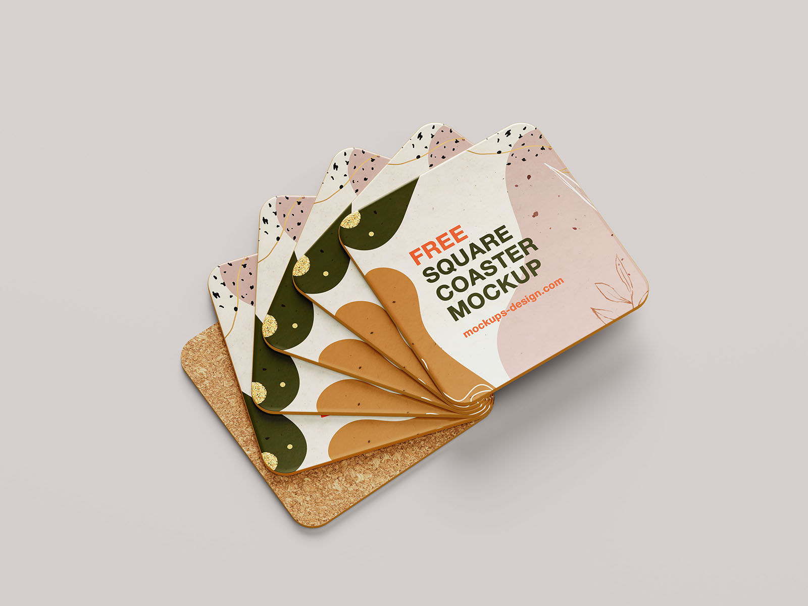 Free square coaster mockup