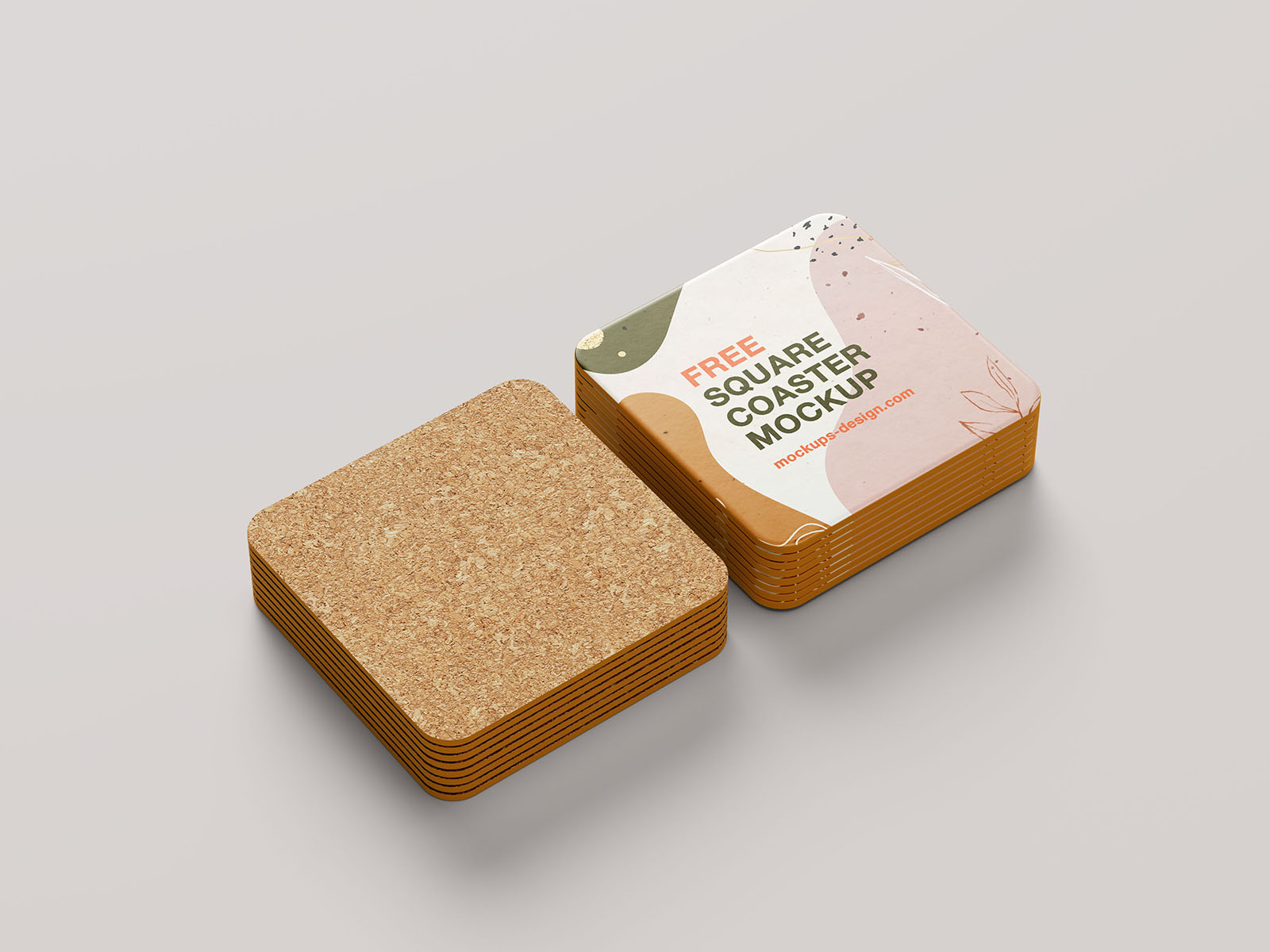 Free square coaster mockup