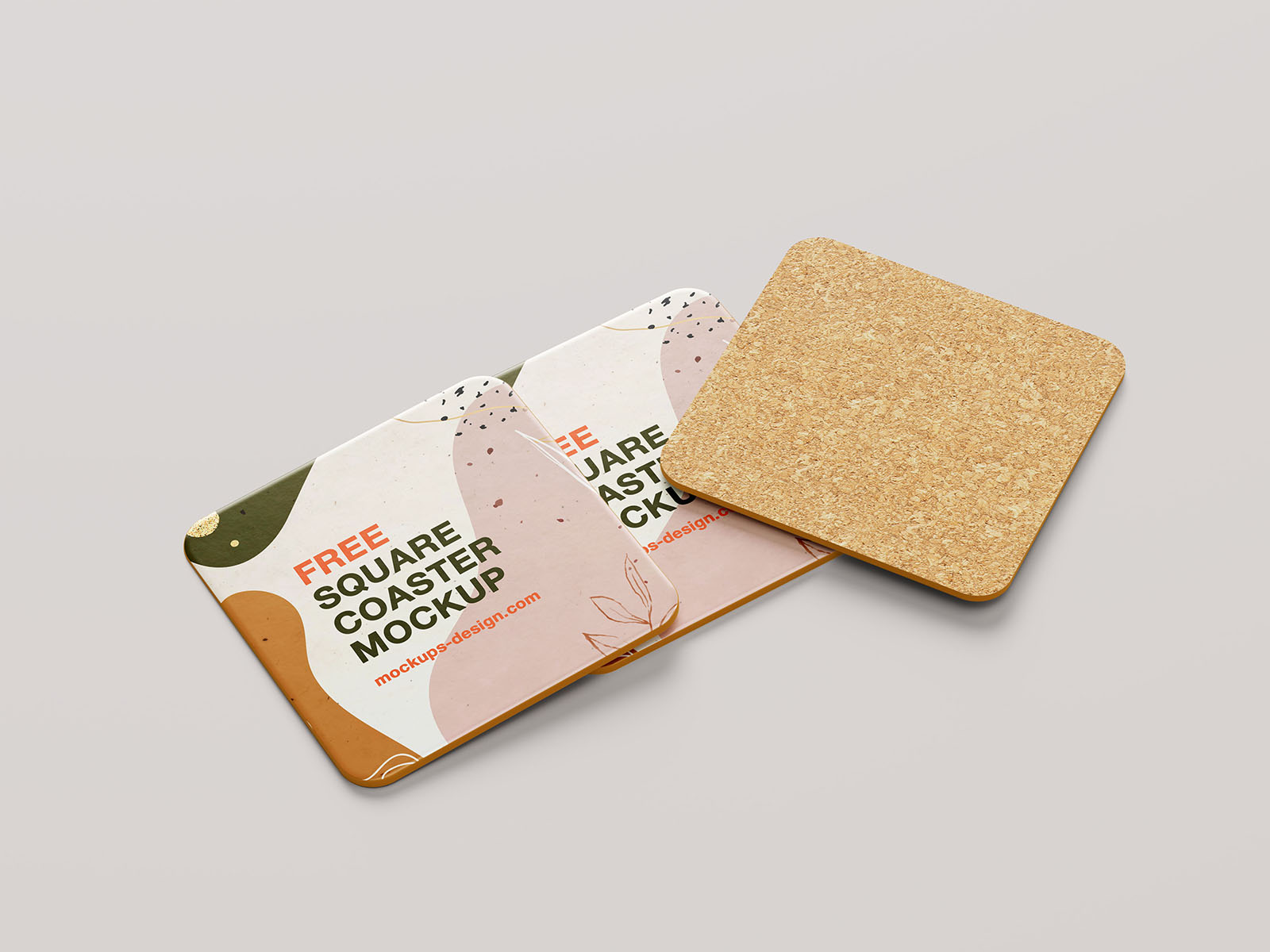 Free square coaster mockup
