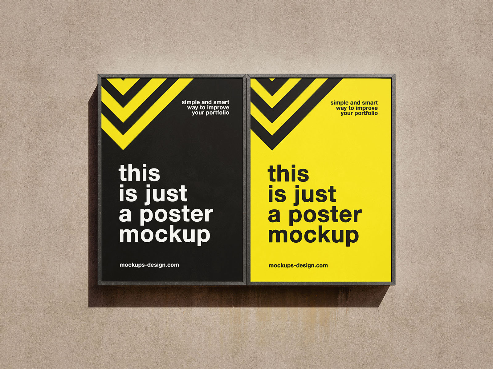 Poster frames on the wall mockup