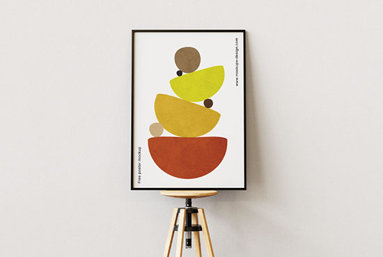 Poster on the stool mockup