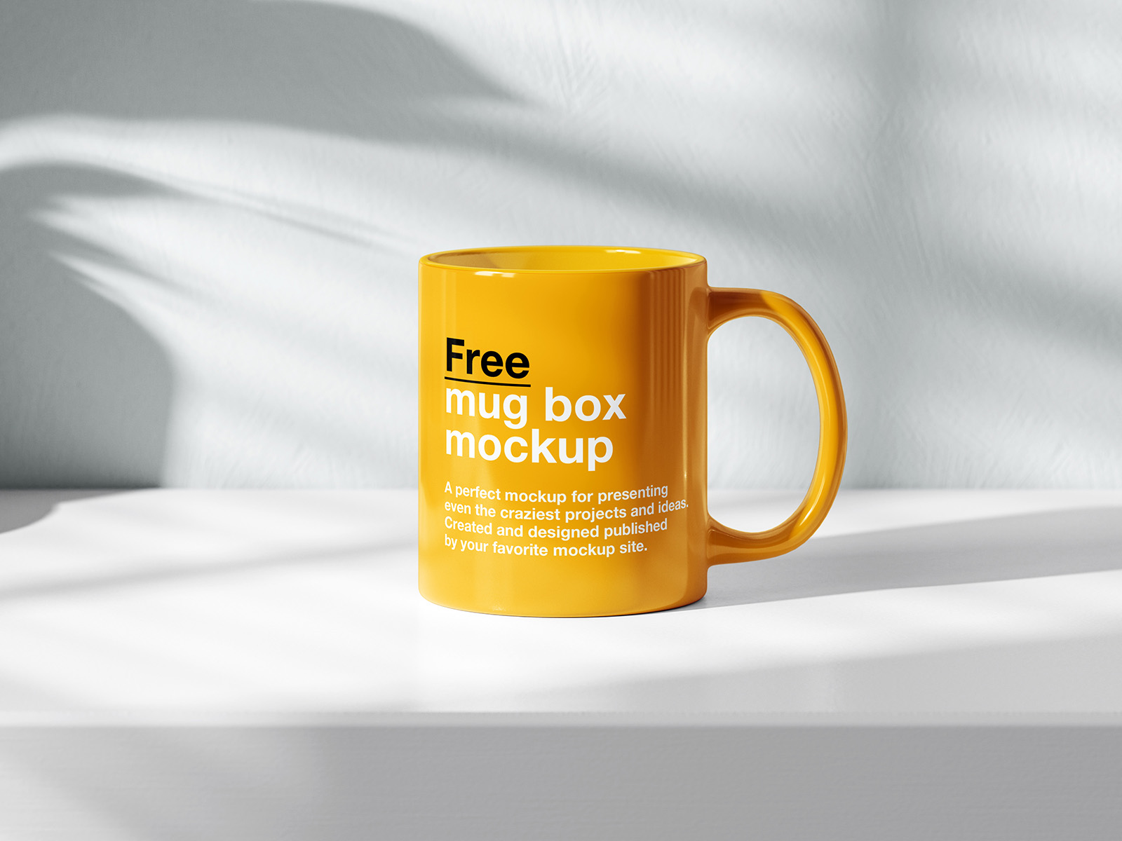 Mug on white shelf mockup