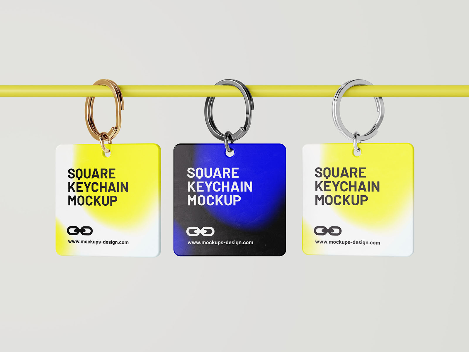 Free square keychain mockup