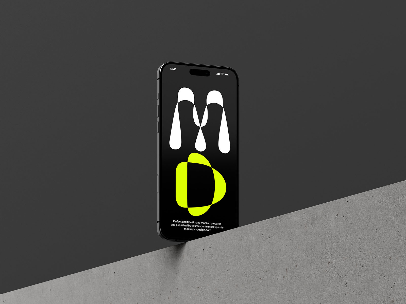 iPhone 15 on concrete background mockup