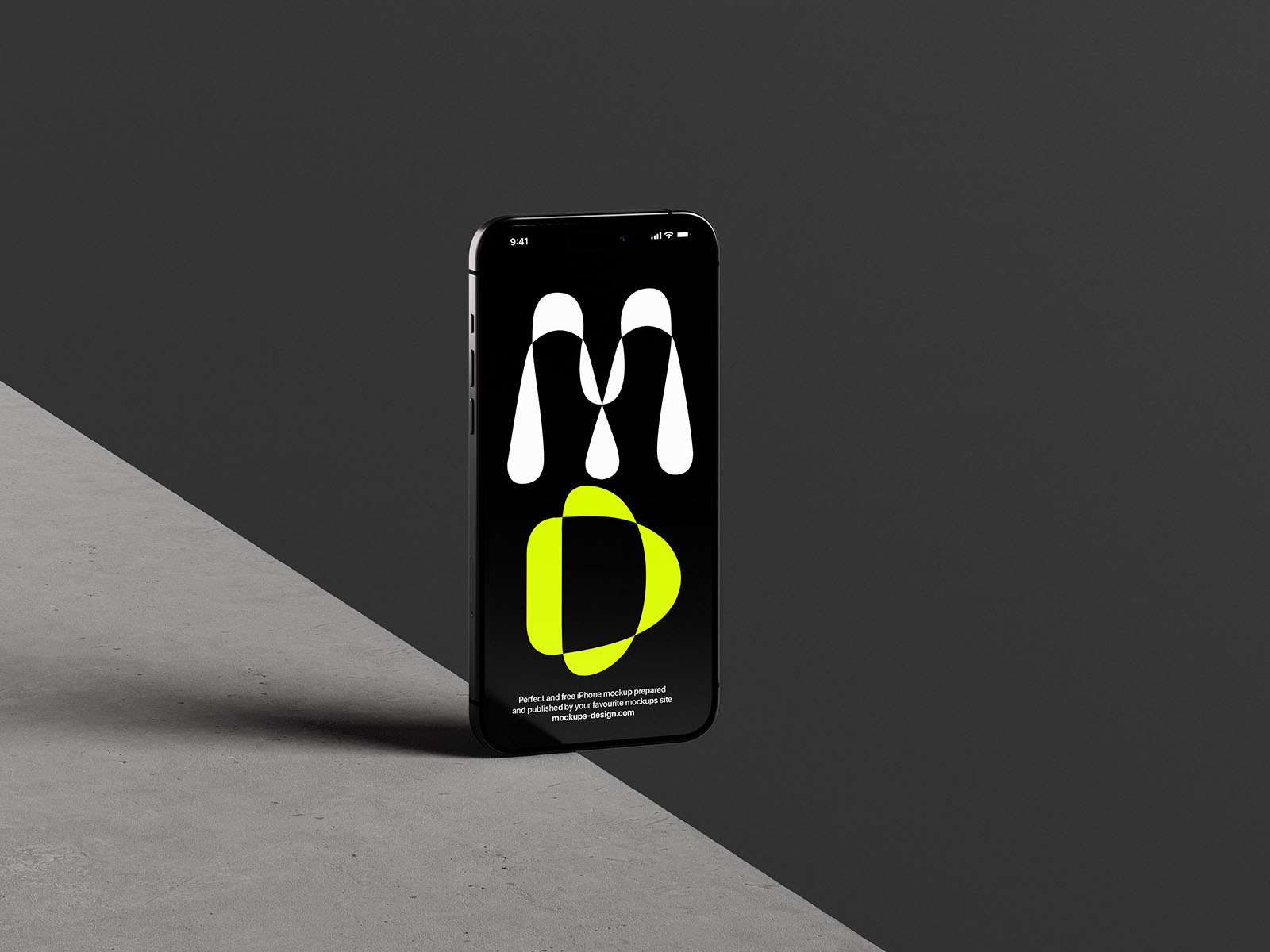 iPhone 15 on concrete background mockup