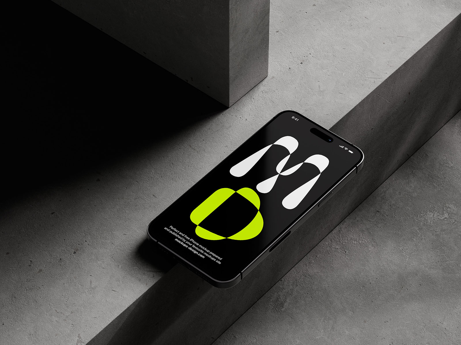 iPhone 15 on concrete background mockup