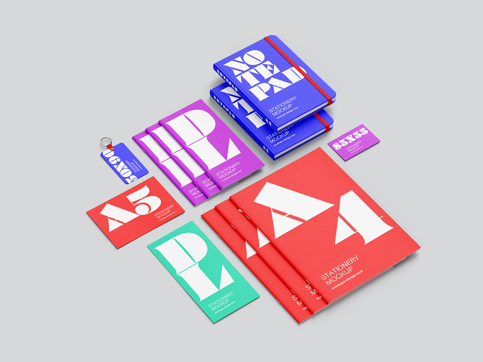 Stationery with brochures mockup