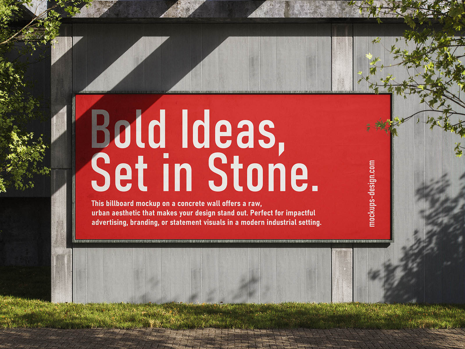 Industrial concrete billboard mockup