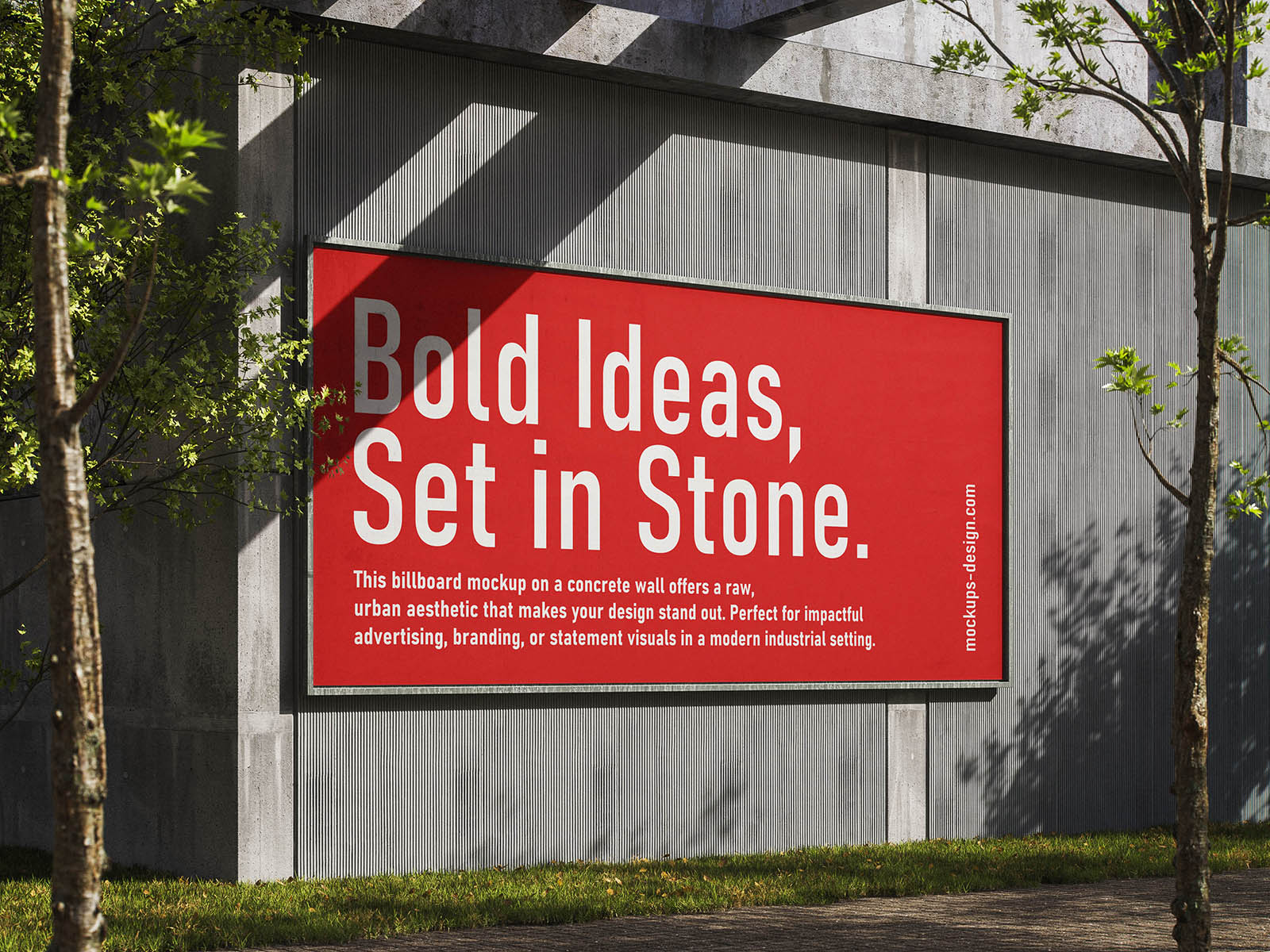 Industrial concrete billboard mockup