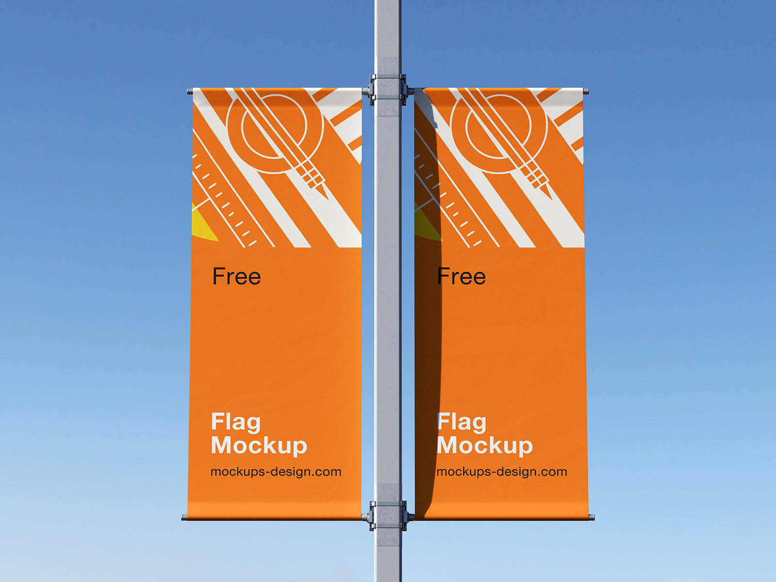 Street pole flag mockup