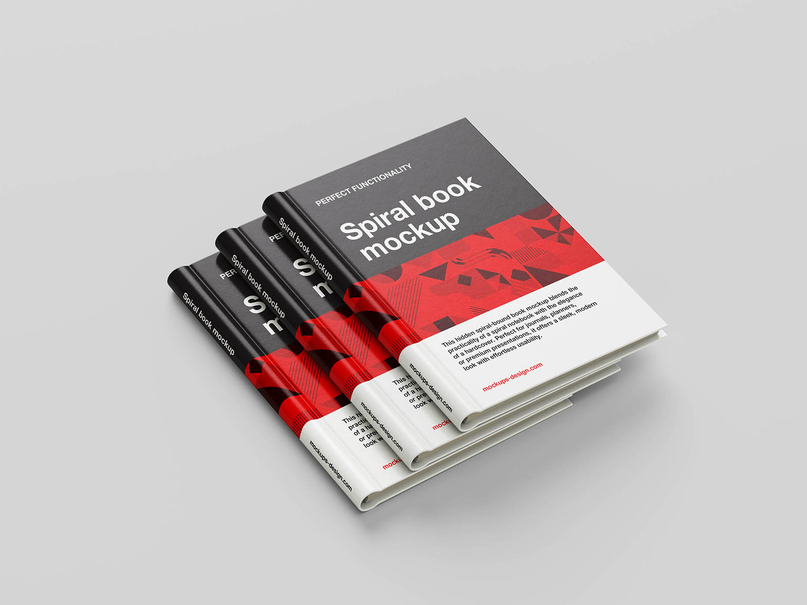 Sleek spiral-bound book mockup