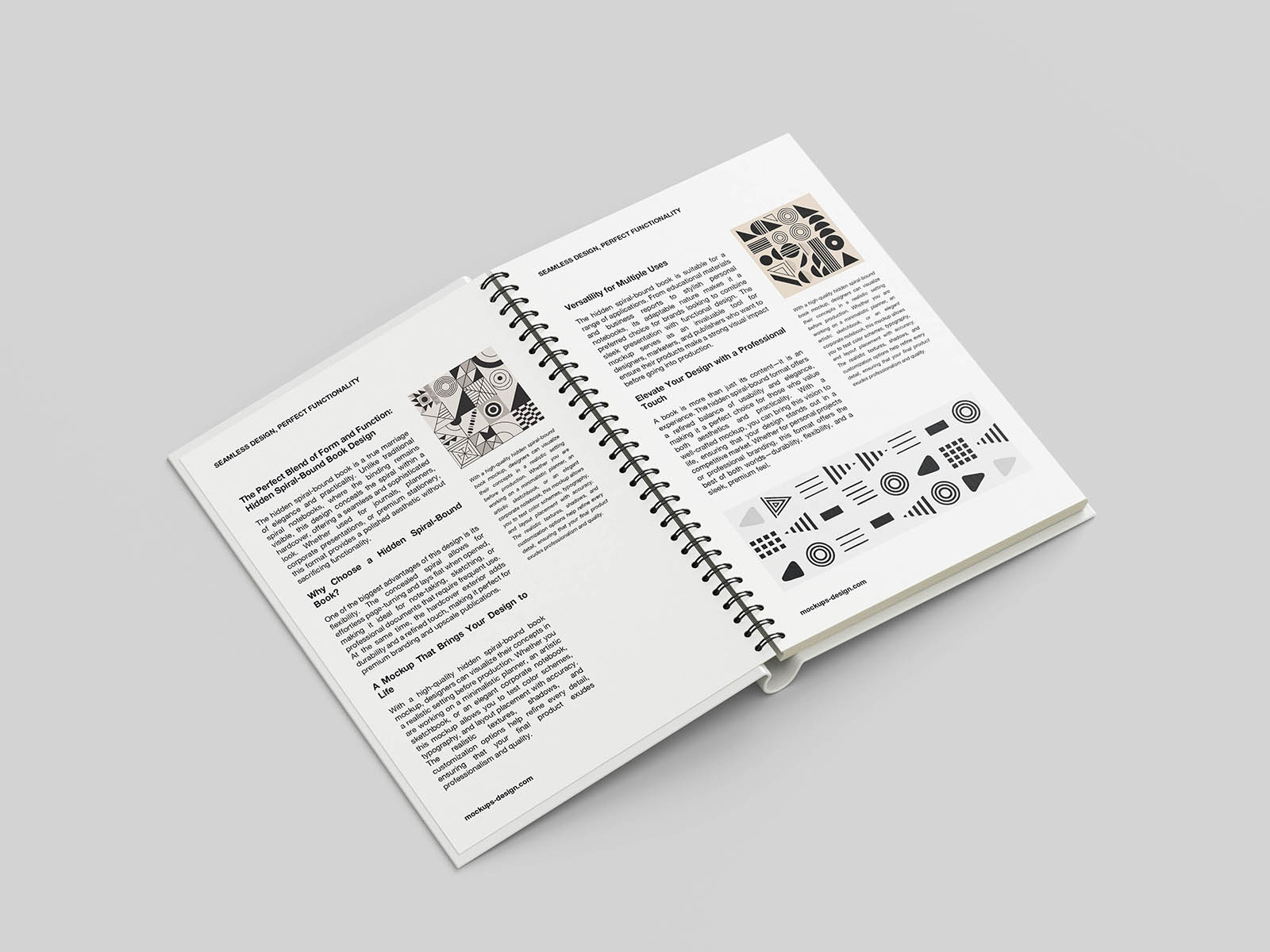 Sleek spiral-bound book mockup