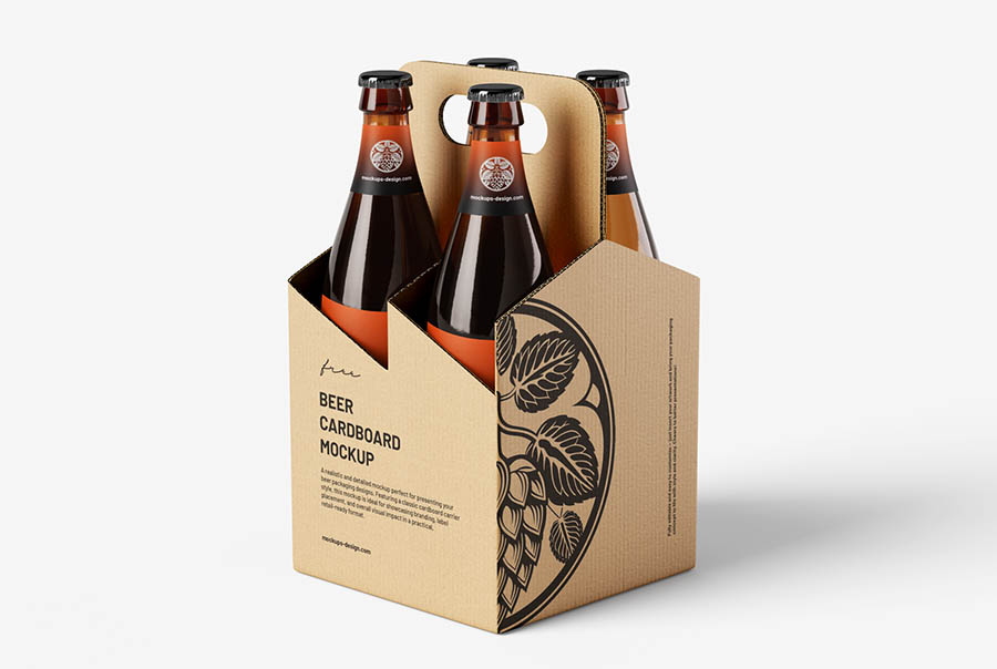 Craft-style beer carrier mockup