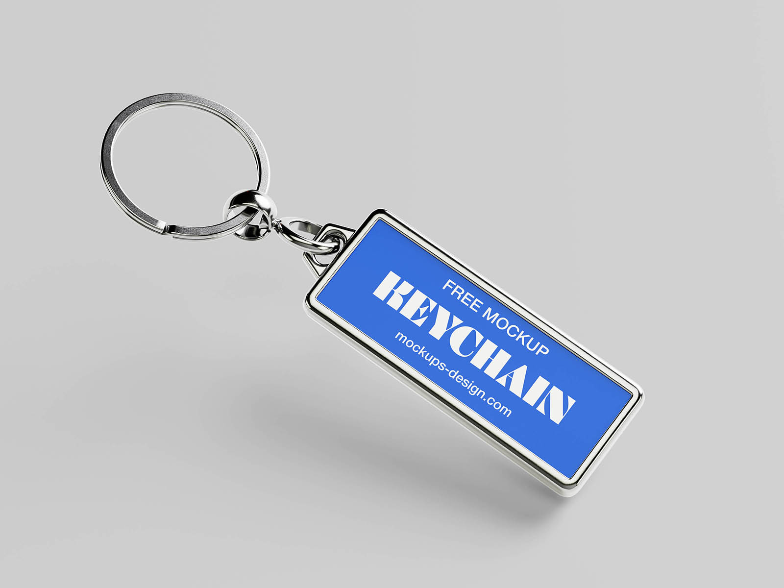 Metallic rectangle keychain mockup