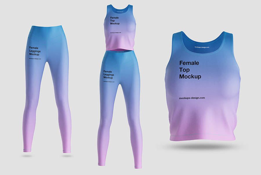 Female top and leggings mockup